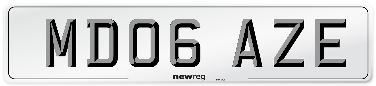 MD06 AZE Number Plate from New Reg